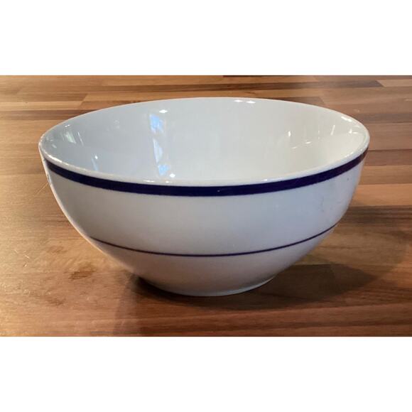Set of 2 ONEIDA Maitre d' De Porcelain 6" Cereal Bowls White with Blue Bands - Picture 9 of 11